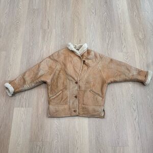 Lnr 80s Tan Shearling Lined Leather Jacket